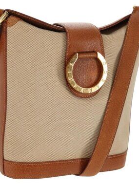 Authentic TIFFANY&Co. Shoulder Bag Canvas Beige Gold